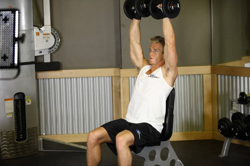 Arnold Dumbbell Press, position 2 of 2