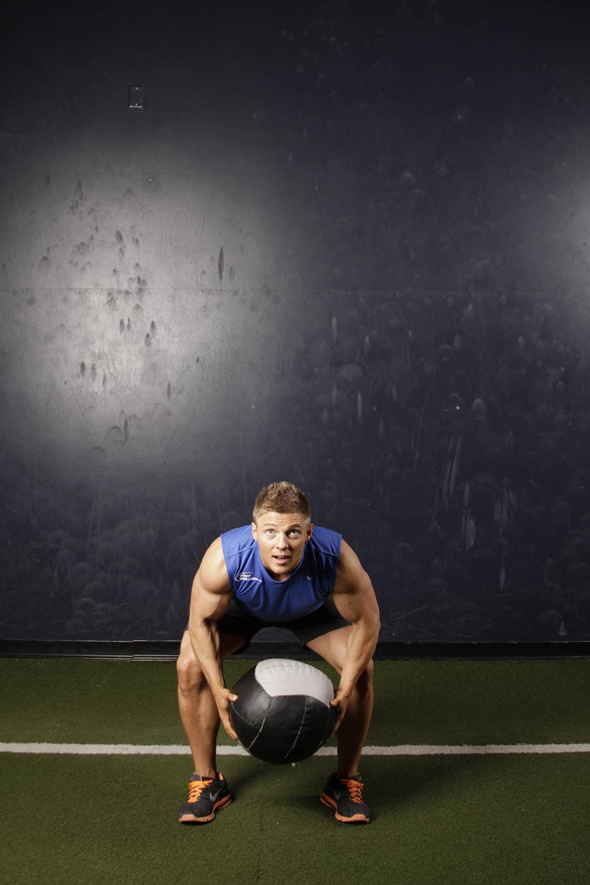 Backward Medicine Ball Throw, position 1 of 2