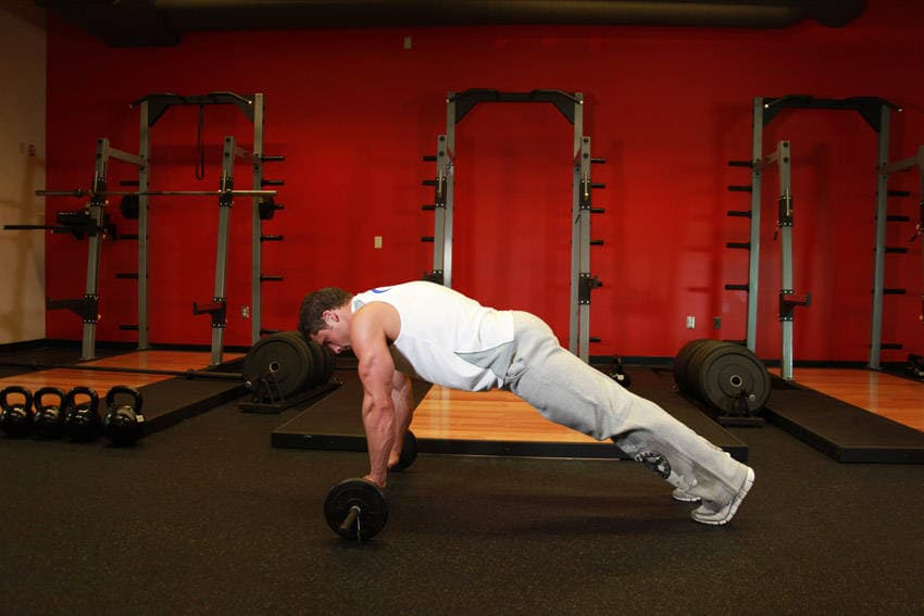 Barbell Ab Rollout, position 2 of 2