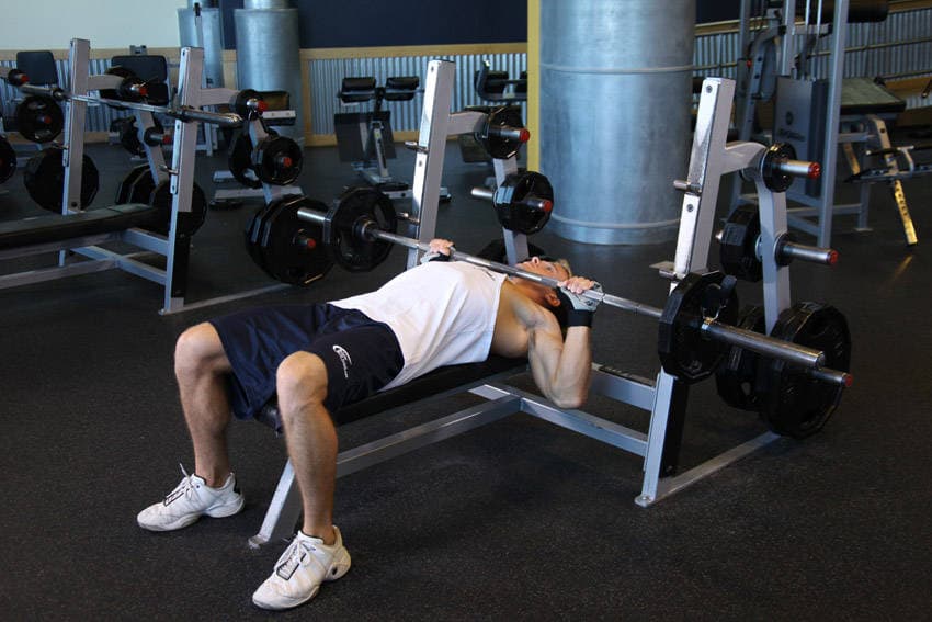 Barbell Guillotine Bench Press, position 2 of 2