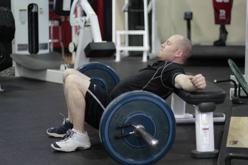 Barbell Hip Thrust, position 1 of 2