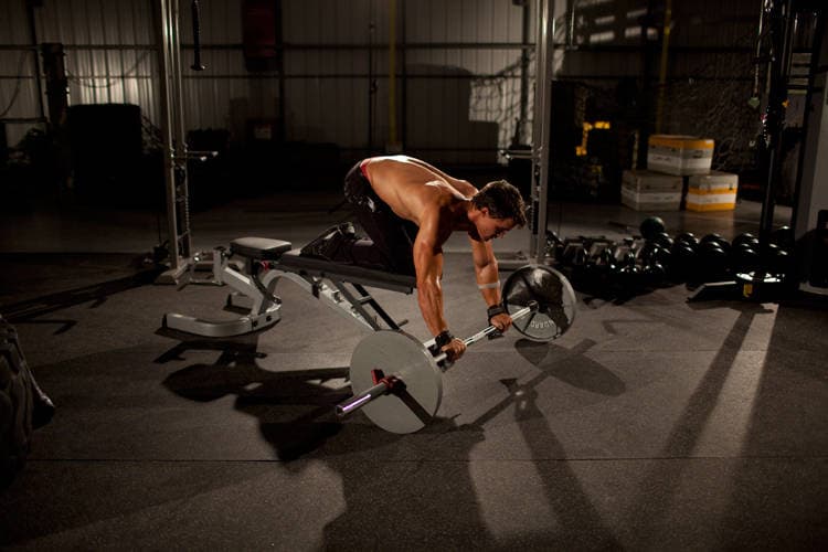 Barbell Rollout from Bench, position 1 of 2