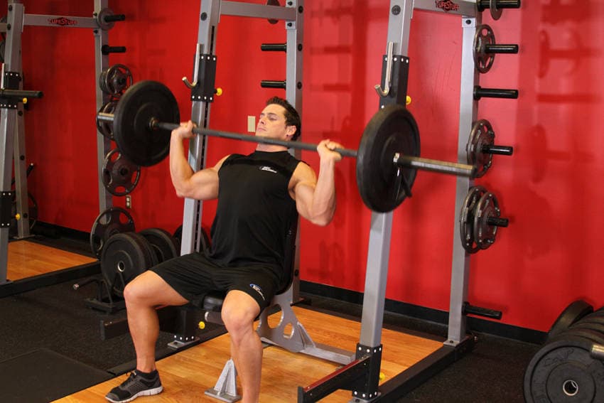 Barbell Shoulder Press, position 2 of 2