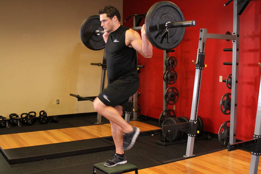 Barbell Step Ups, position 2 of 2