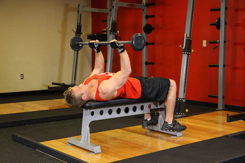 Bent-Arm Barbell Pullover, position 2 of 2
