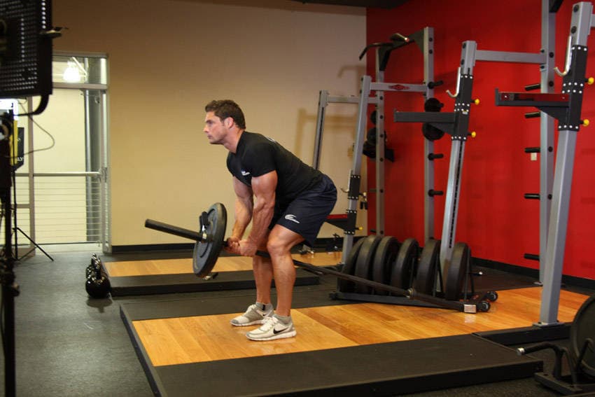 Bent Over Two-Arm Long Bar Row, position 1 of 2
