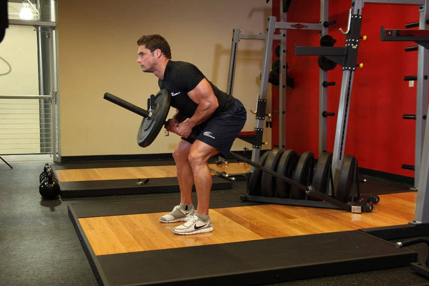 Bent Over Two-Arm Long Bar Row, position 2 of 2