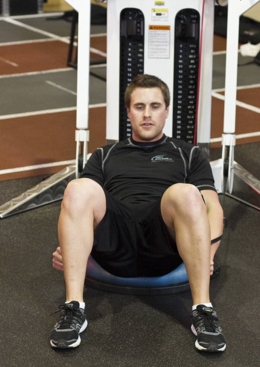 Bosu Ball Cable Crunch With Side Bends, position 1 of 2