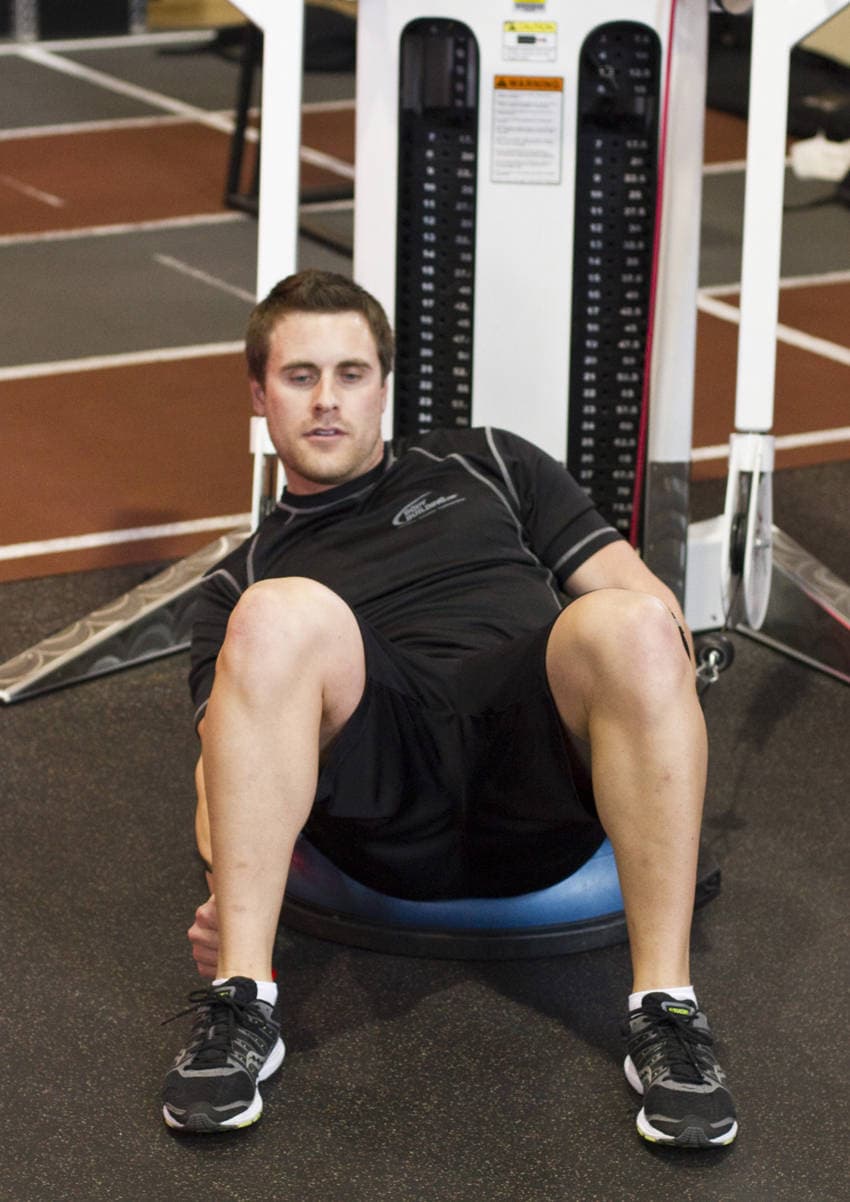 Bosu Ball Cable Crunch With Side Bends, position 2 of 2