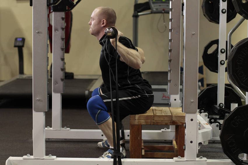 Box Squat with Bands, position 2 of 2
