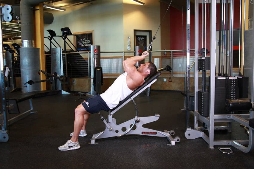Cable Incline Triceps Extension, position 1 of 2