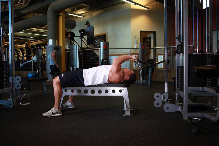 Cable Lying Triceps Extension, position 1 of 2