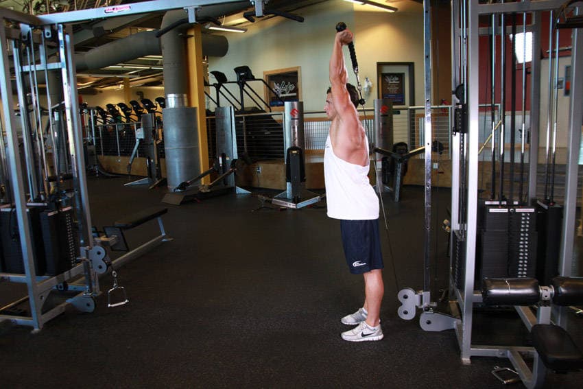 Cable Rope Overhead Triceps Extension, position 2 of 2