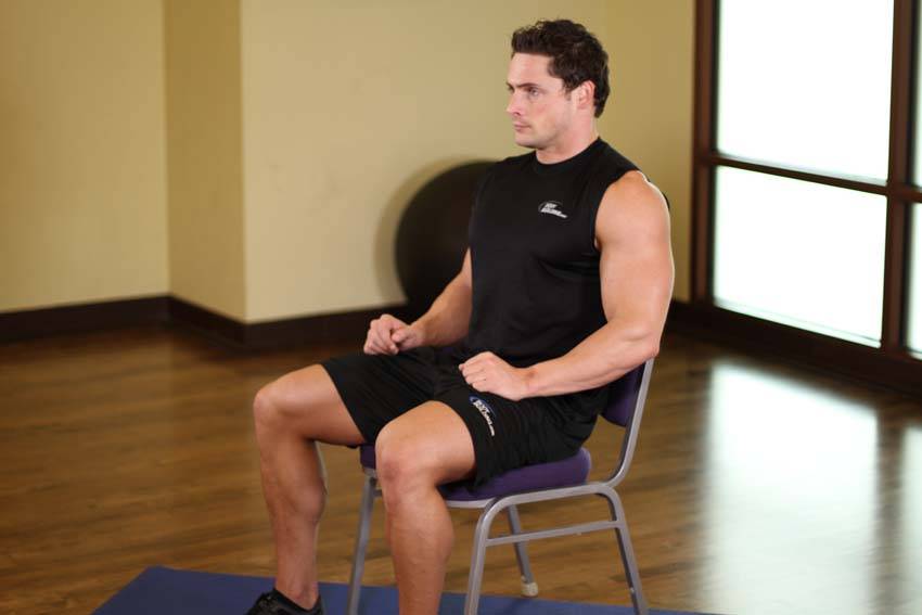 Chair Upper Body Stretch, position 1 of 2