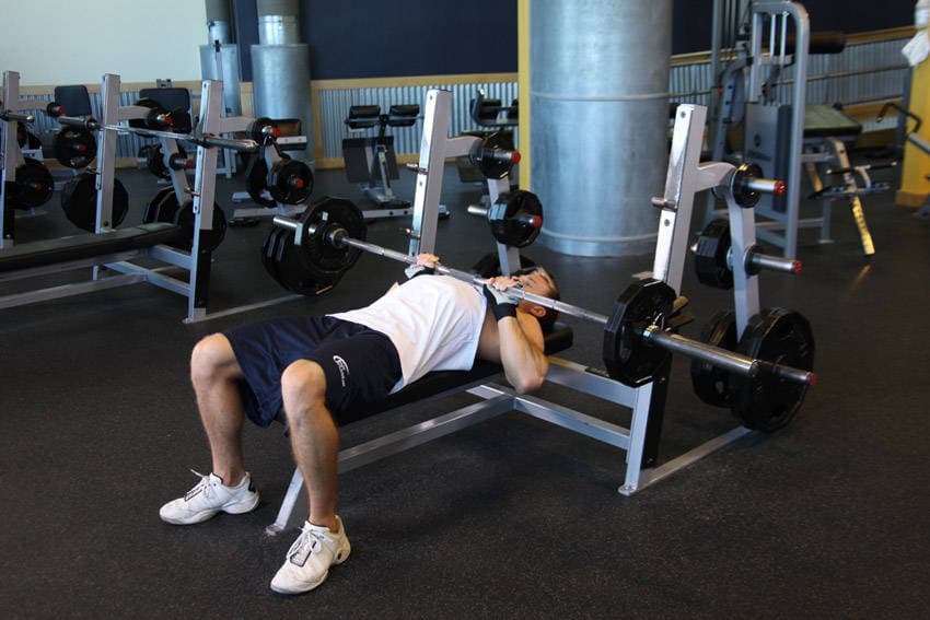 Close-Grip Barbell Bench Press, position 1 of 2