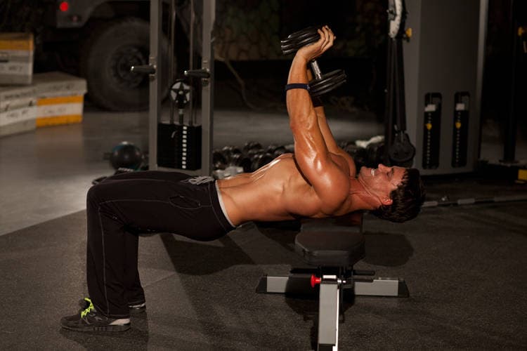 Close-Grip Dumbbell Press, position 1 of 2