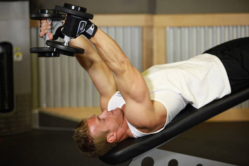 Decline Dumbbell Triceps Extension, position 1 of 2