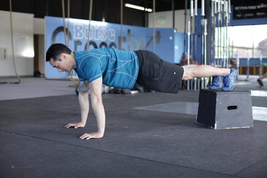 Decline Push-Up, position 1 of 2