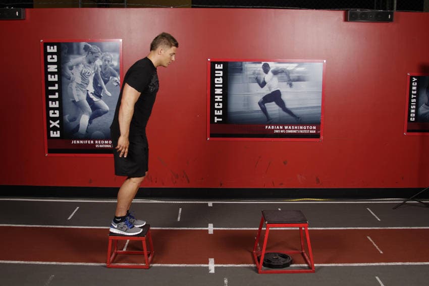 Depth Jump Leap, position 1 of 2