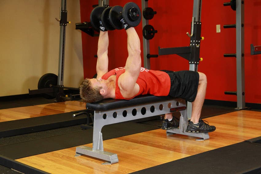 Dumbbell Bench Press, position 2 of 2