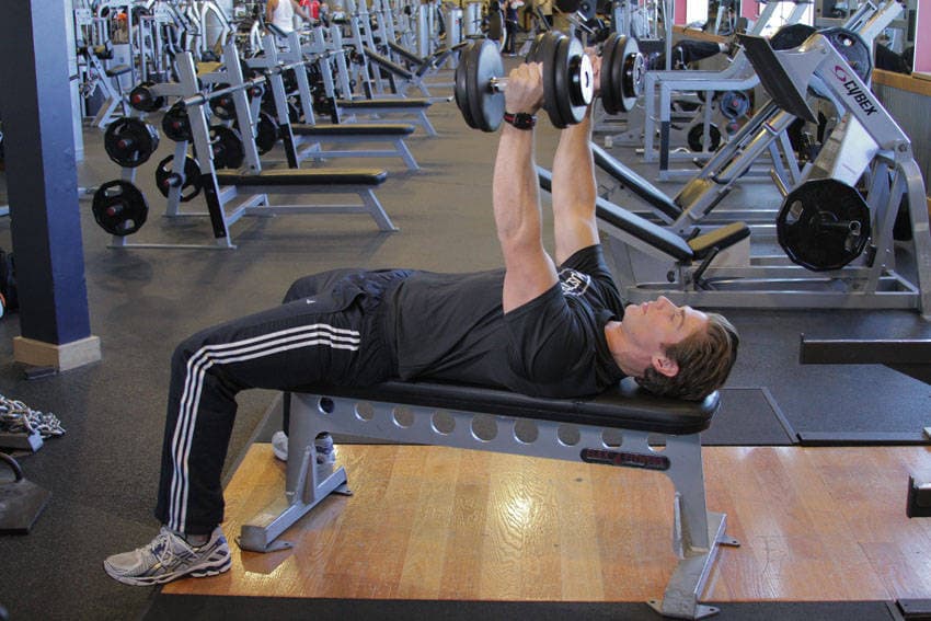Dumbbell Bench Press with Neutral Grip, position 1 of 2