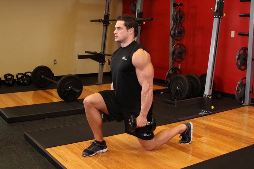 Dumbbell Lunges, position 2 of 2