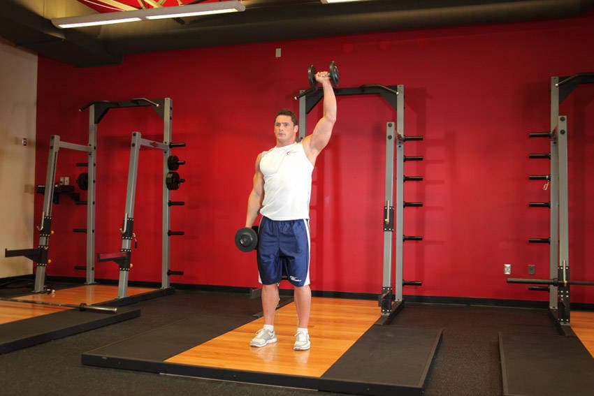 Dumbbell One-Arm Shoulder Press, position 2 of 2