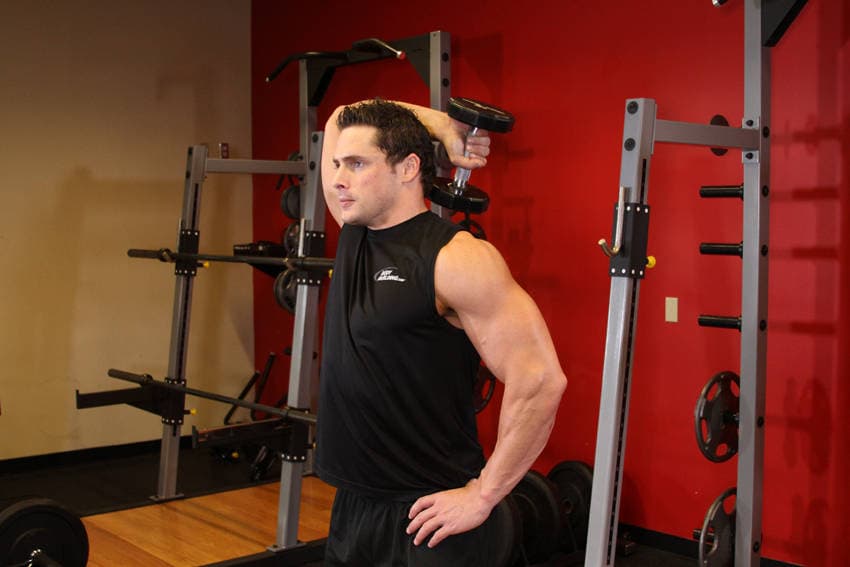 Dumbbell One-Arm Triceps Extension, position 1 of 2