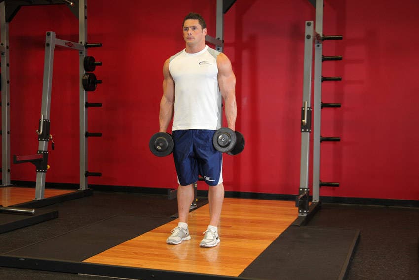 Dumbbell Rear Lunge, position 1 of 2