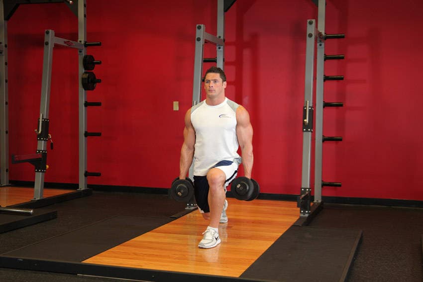 Dumbbell Rear Lunge, position 2 of 2