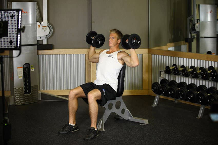 Dumbbell Shoulder Press, position 1 of 2