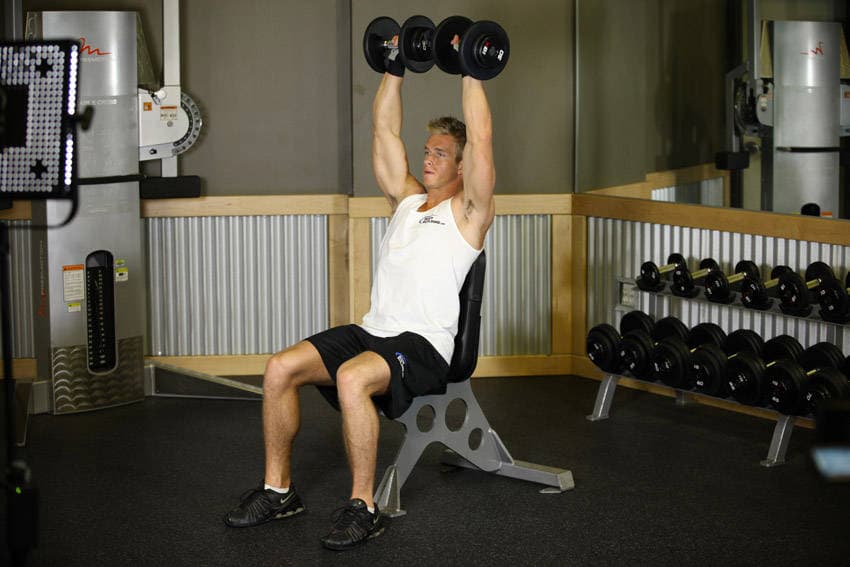 Dumbbell Shoulder Press, position 2 of 2