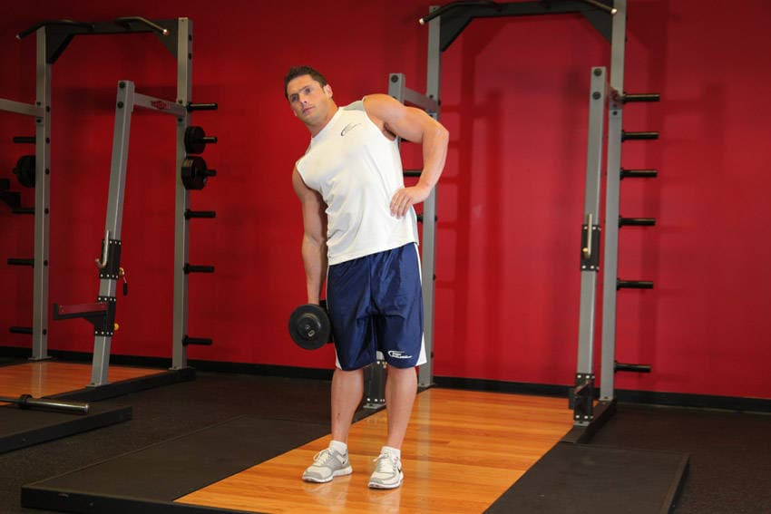 Dumbbell Side Bend, position 1 of 2