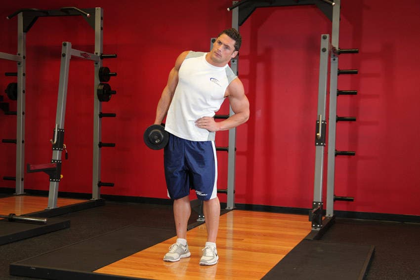 Dumbbell Side Bend, position 2 of 2