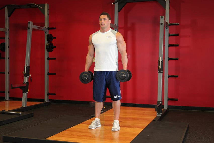 Dumbbell Squat, position 1 of 2
