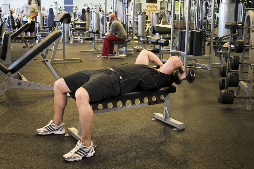 Dumbbell Tricep Extension -Pronated Grip, position 1 of 2