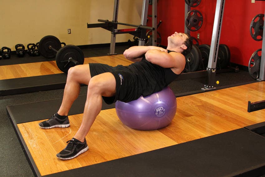 Exercise Ball Crunch, position 2 of 2