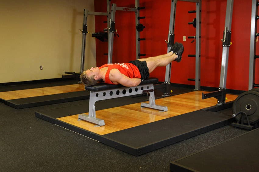 Flat Bench Leg Pull-In, position 2 of 2