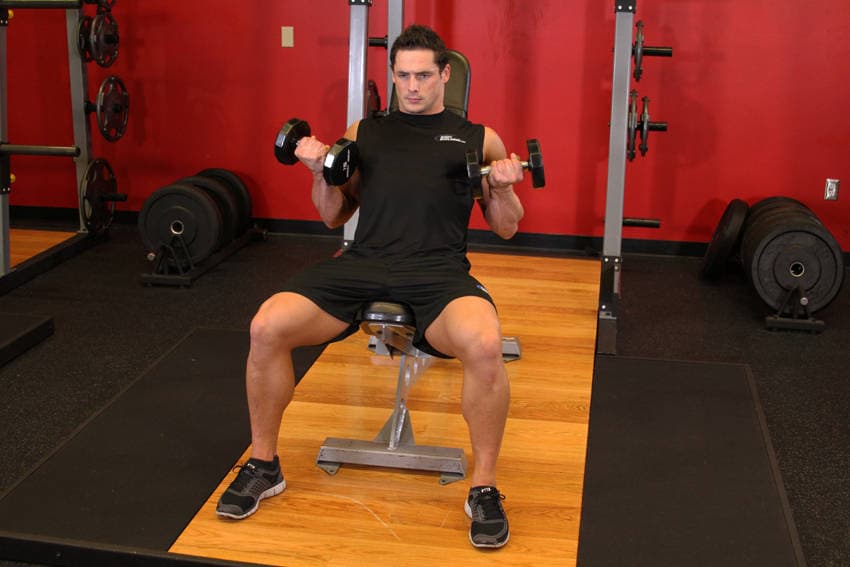 Flexor Incline Dumbbell Curls, position 2 of 2