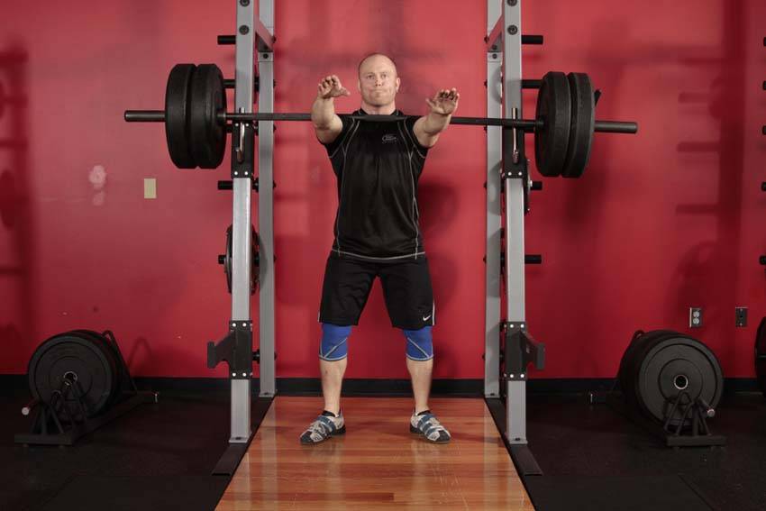 Frankenstein Squat, position 1 of 2