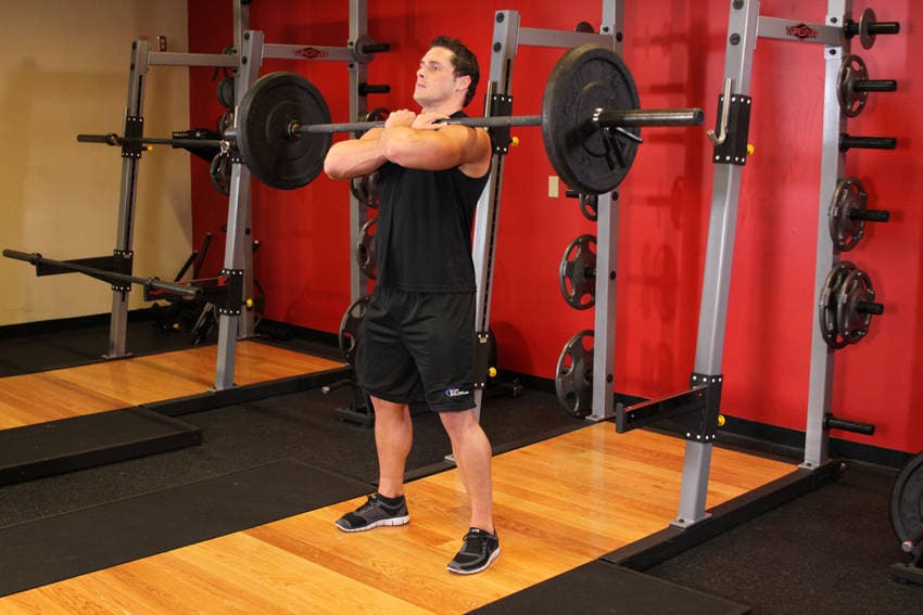 Front Barbell Squat, position 1 of 2