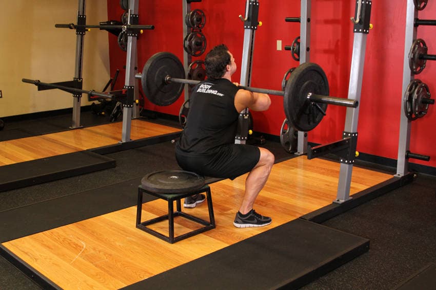 Front Barbell Squat To A Bench, position 2 of 2