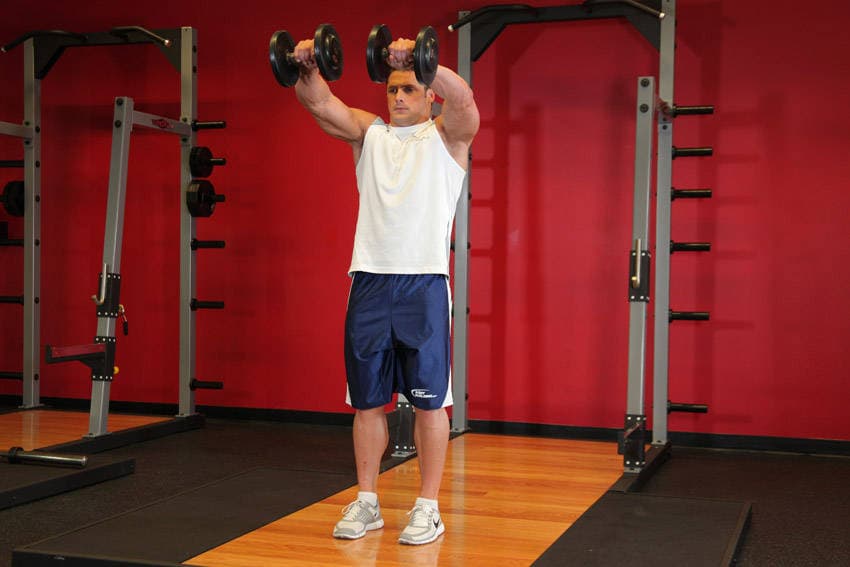 Front Two-Dumbbell Raise, position 2 of 2