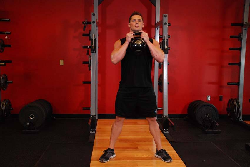 Goblet Squat, position 1 of 2