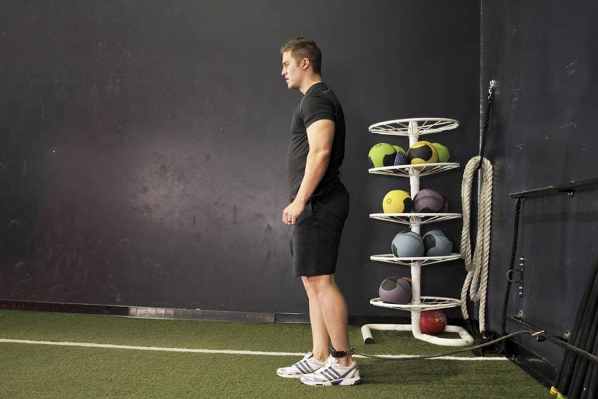 Hip Flexion with Band, position 1 of 2
