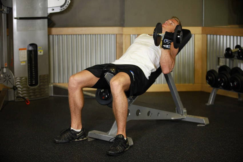 Incline Dumbbell Curl, position 2 of 2