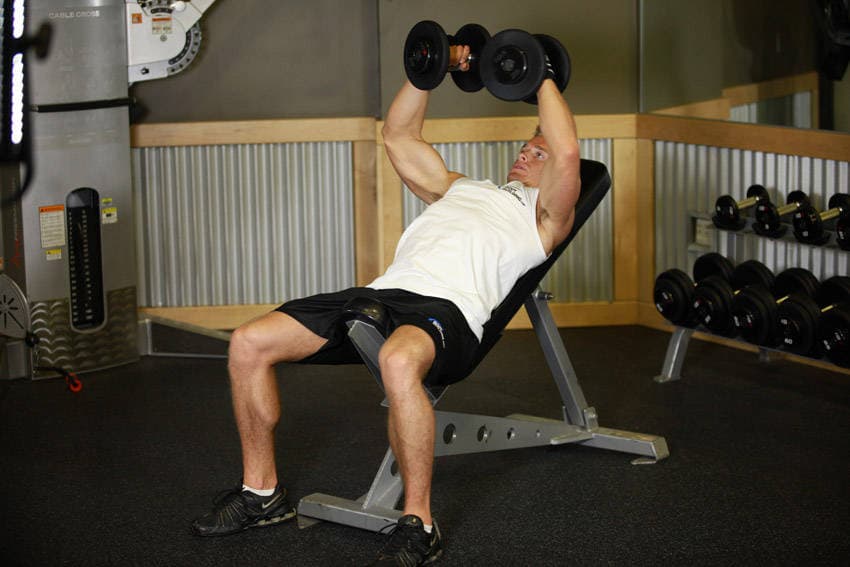 Incline Dumbbell Flyes, position 1 of 2