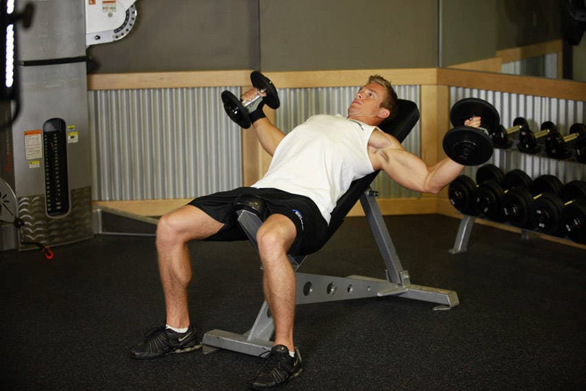 Incline Dumbbell Flyes, position 2 of 2