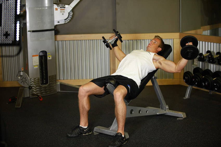 Incline Dumbbell Flyes - With A Twist, position 1 of 2