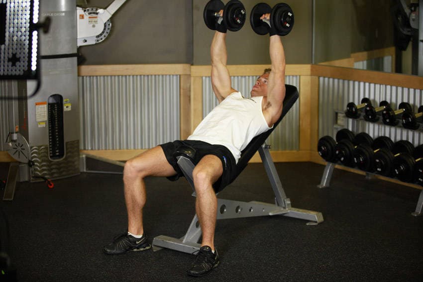 Incline Dumbbell Press, position 2 of 2